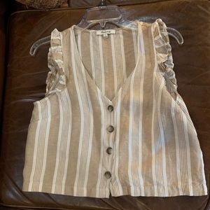 Madewell Ruffle Button-up Striped Tank Size 0